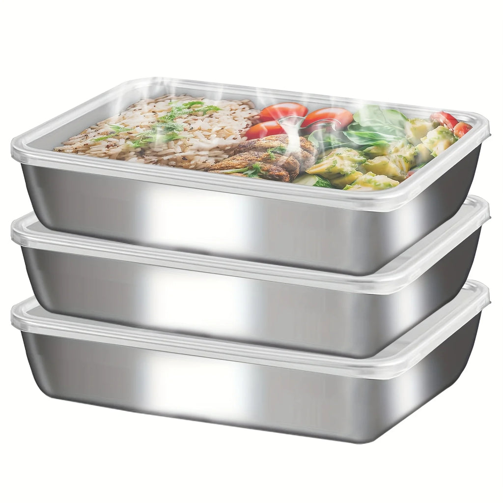 3er-Set Edelstahl-Lunchboxen – Auslaufsicher, stapelbar & perfekt für unterwegs