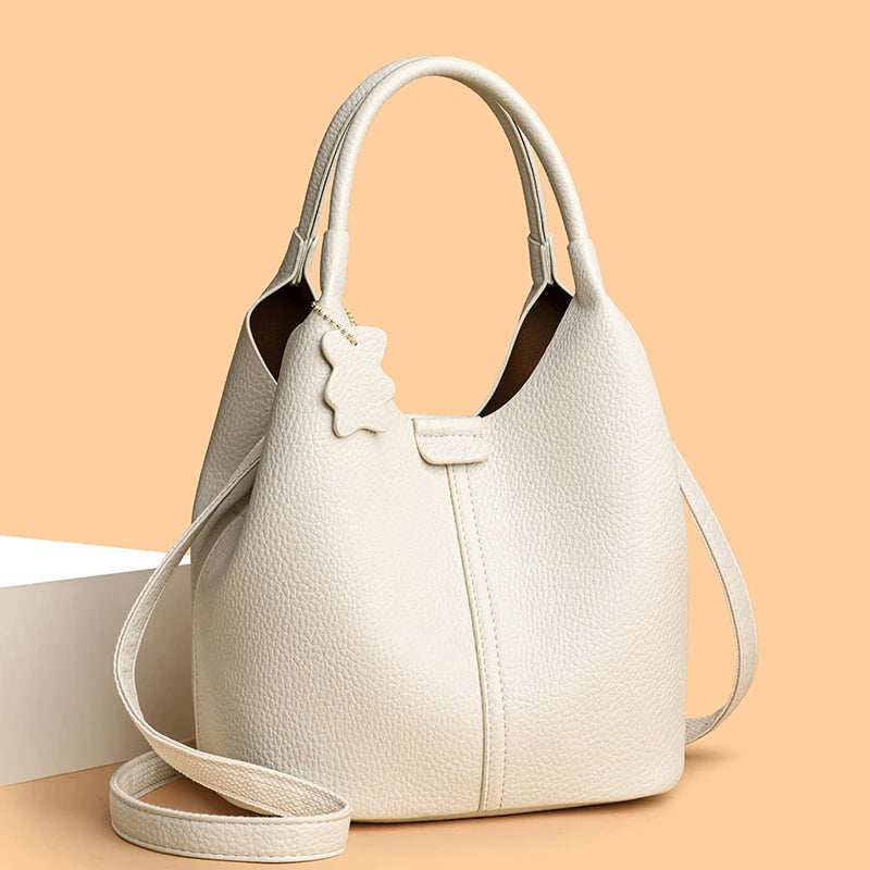 Trendige Damen-Handtasche aus weichem Kunstleder – Einfarbig, Große Kapazität, Schultertasche & Retro für Alltag und Shopping