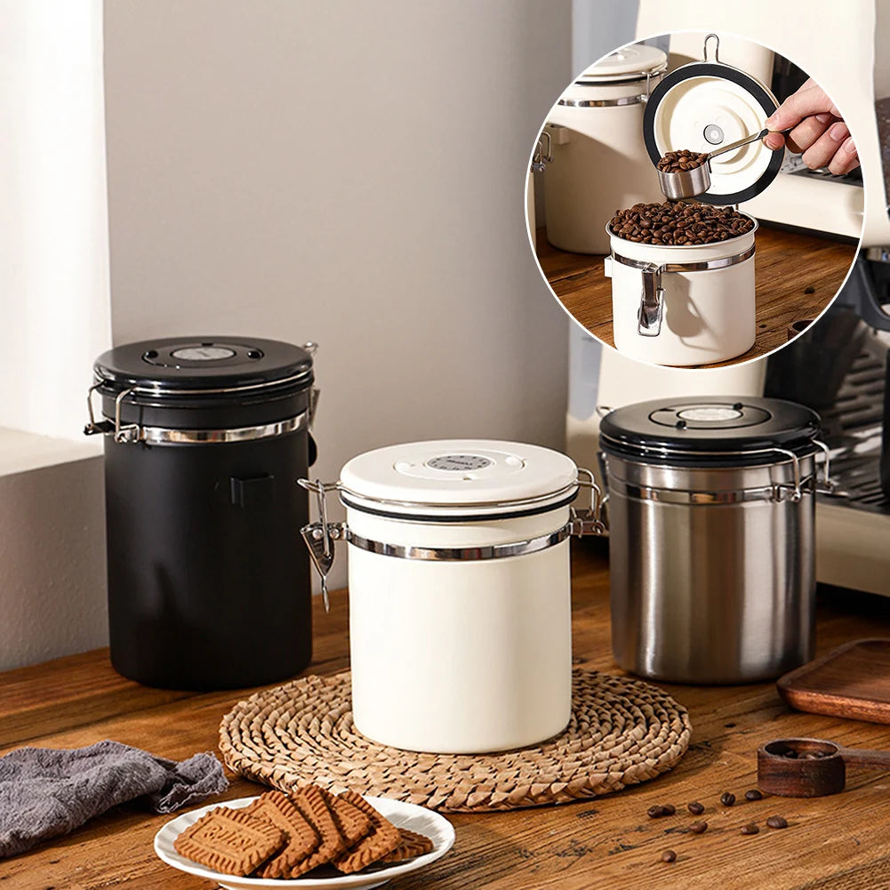 Kaffeebohnenbehälter aus Edelstahl – große, luftdichte Vorratsdose für Kaffeebohnen und Lebensmittel