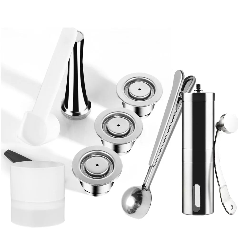 Wiederverwendbare Kaffeekapsel für Nespresso – Espresso Crema Cups aus Edelstahl, nachfüllbare Kaffeepods-Filter mit Tamper und Dosierring