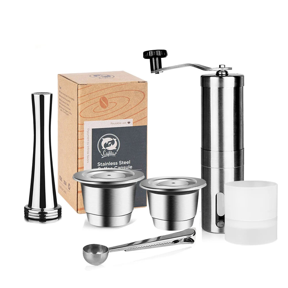 Wiederverwendbare Kaffeekapsel für Nespresso – Espresso Crema Cups aus Edelstahl, nachfüllbare Kaffeepods-Filter mit Tamper und Dosierring