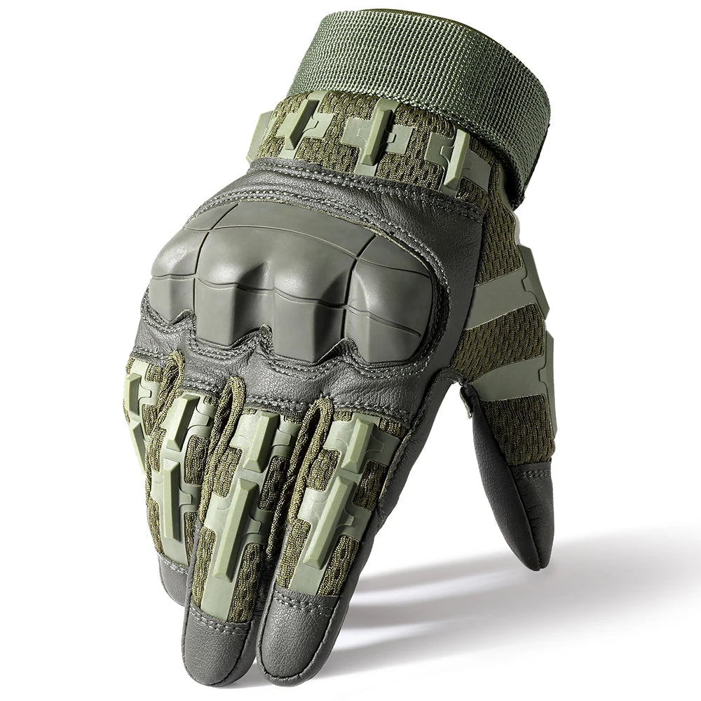 Taktische Touchscreen-Handschuhe aus PU-Leder – Vollfinger, rutschfest, für Outdoor & Sport