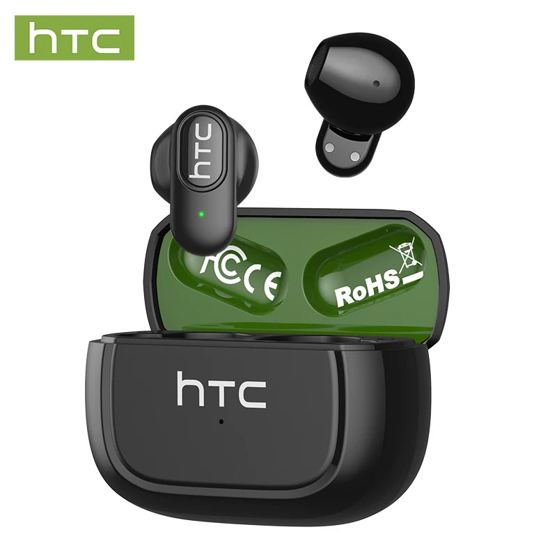 HTC NE51 Bluetooth Kopfhörer TWS Mini Ohrstöpsel Sport Kabellose Kopfhörer Intelligente Geräuschreduzierung Earbuds Grün Schwarz