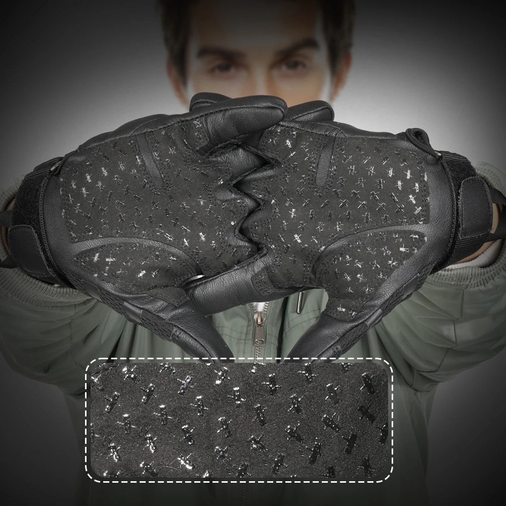 Taktische Touchscreen-Handschuhe aus PU-Leder – Vollfinger, rutschfest, für Outdoor & Sport