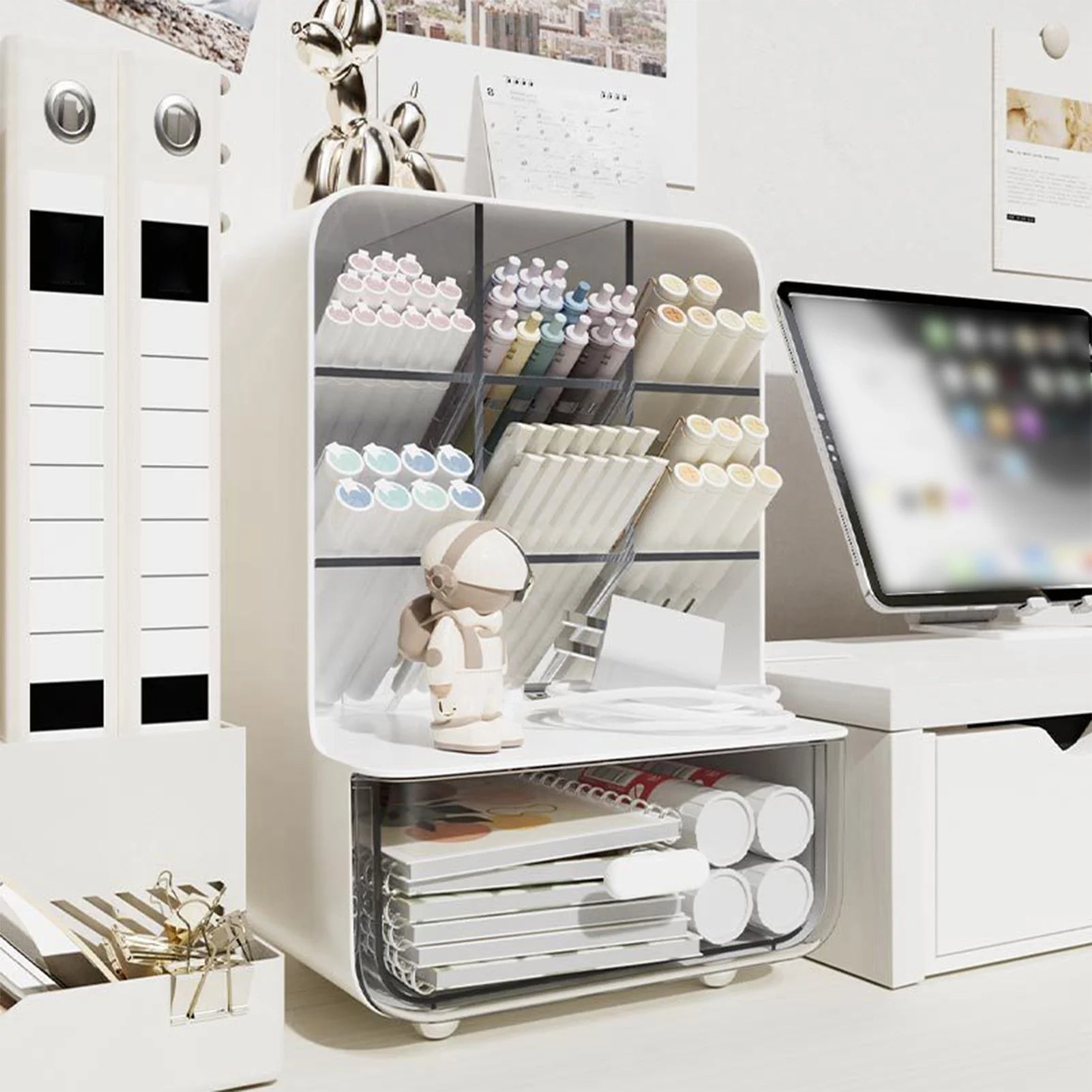 Transparenter Schreibtisch-Organizer & Stiftehalter – Mehrstöckige Aufbewahrungsbox für Stifte – Ordnungssystem für Büro- und Schreibwaren sowie Schreibtischzubehör für Zuhause und Schule