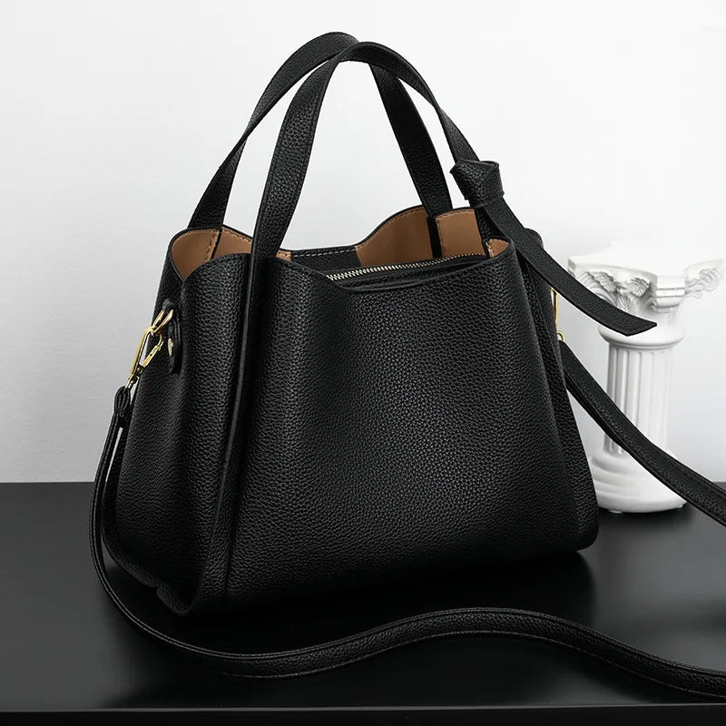 Retro Damen-Schultertasche mit Struktur-Optik – Große Kapazität, Umhängetasche & Beuteltasche
