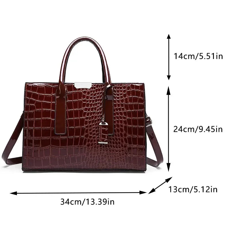 Luxuriöse Vintage Damen-Handtasche mit Krokodilmuster – Große Kapazität, Leder-Schultertasche für Business & Alltag