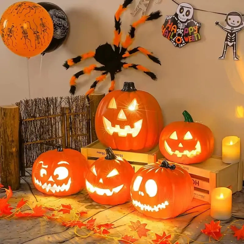 Halloween Kürbis Laterne – Leuchtende Deko für Innen & Außen, batteriebetrieben