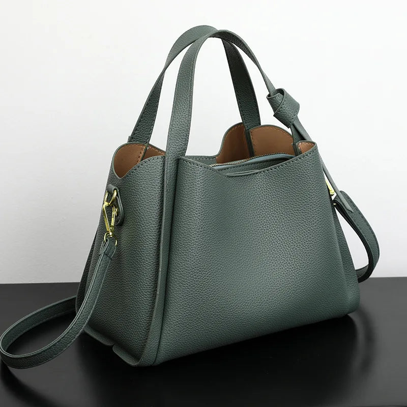 Retro Damen-Schultertasche mit Struktur-Optik – Große Kapazität, Umhängetasche & Beuteltasche
