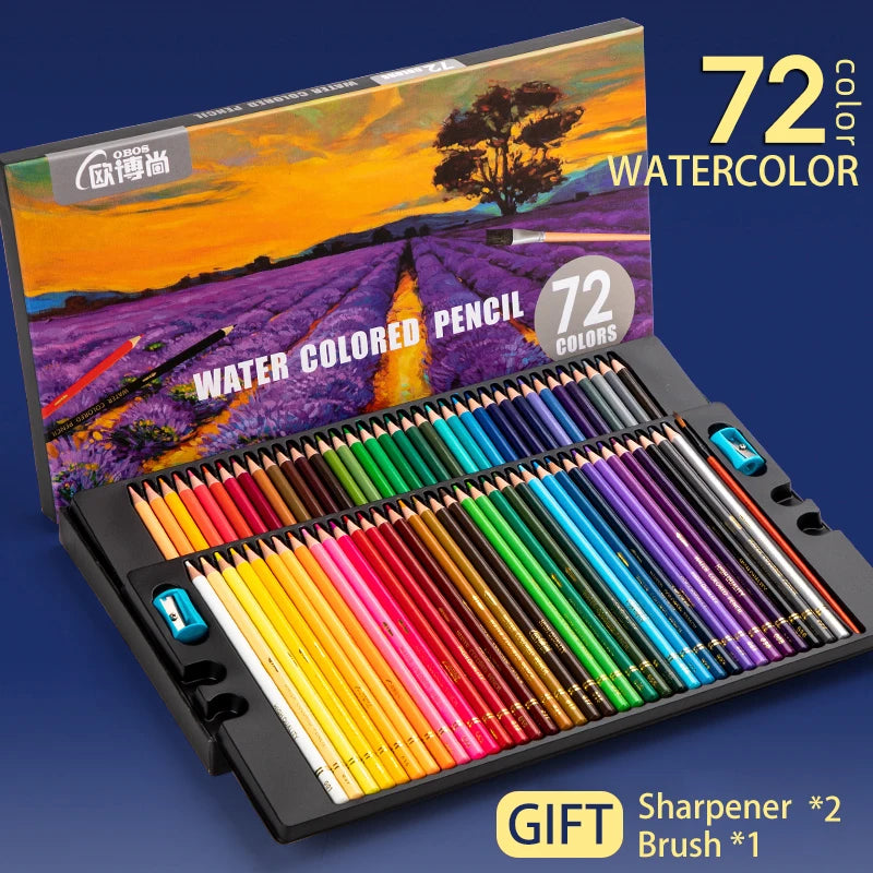 Professionelles Set mit 48/72/120/150/200 wasservermalbaren Buntstiften für Kunst und Zeichenbedarf