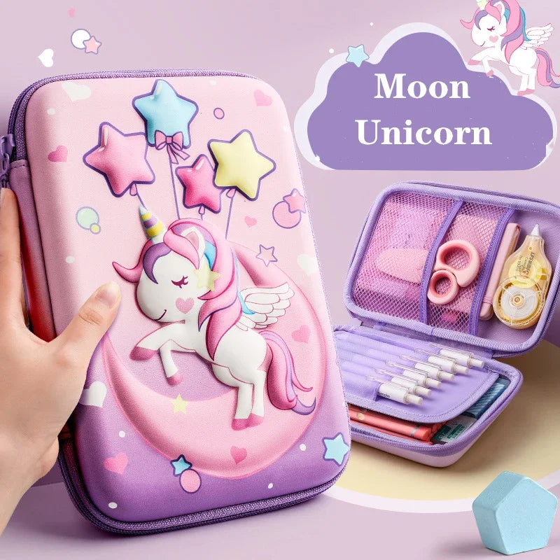 Süßes 3D-EVA-Federmäppchen im Einhorn-Design – Cartoon-Etui für Schreibwaren, Buntstifte und Stifte; ideal als Geschenk für Schülerinnen und für die Schulausstattung