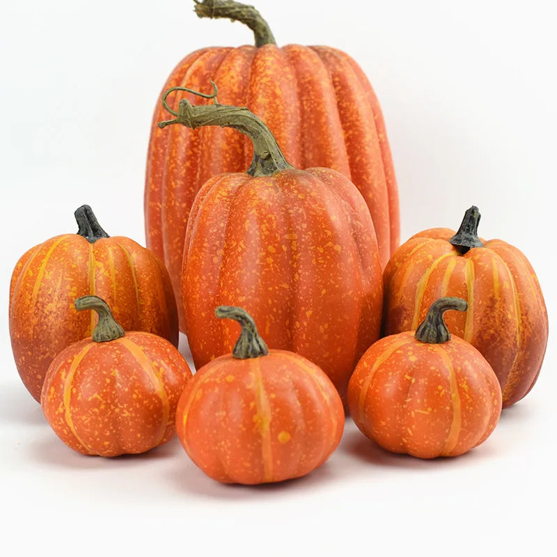 7-teiliges Kunstkürbis-Deko-Set – Weiß & Gelb | Herbst & Halloween Tischdekoration