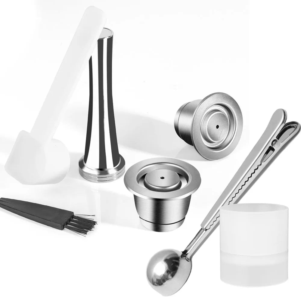 Wiederverwendbare Kaffeekapsel für Nespresso – Espresso Crema Cups aus Edelstahl, nachfüllbare Kaffeepods-Filter mit Tamper und Dosierring