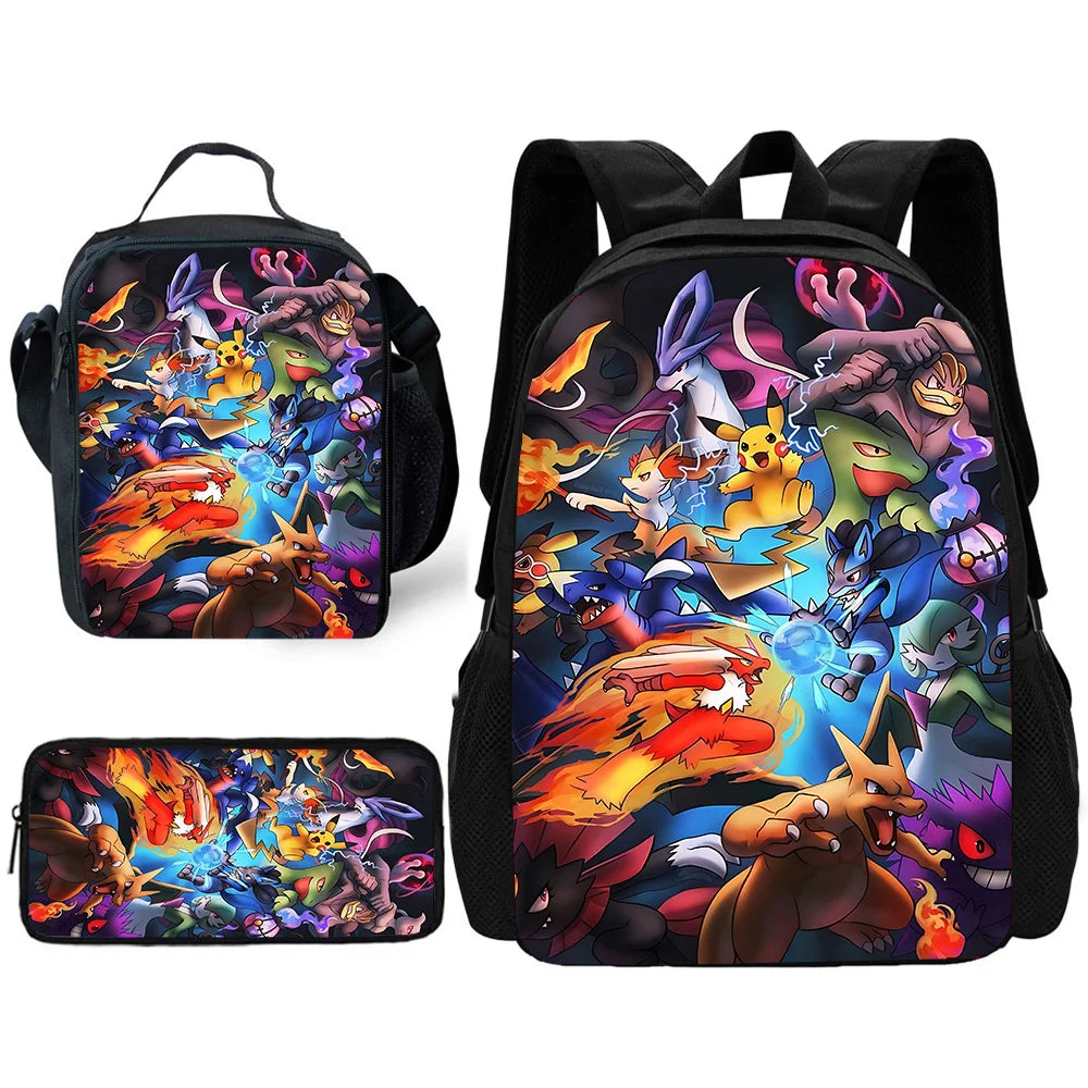 Niedlicher Potdemiel-Cartoon-Schulrucksack (Ball-Motiv) für Kinder – inklusive Lunchtasche und Federmäppchen – für Jungen und Mädchen – das perfekte Geschenk