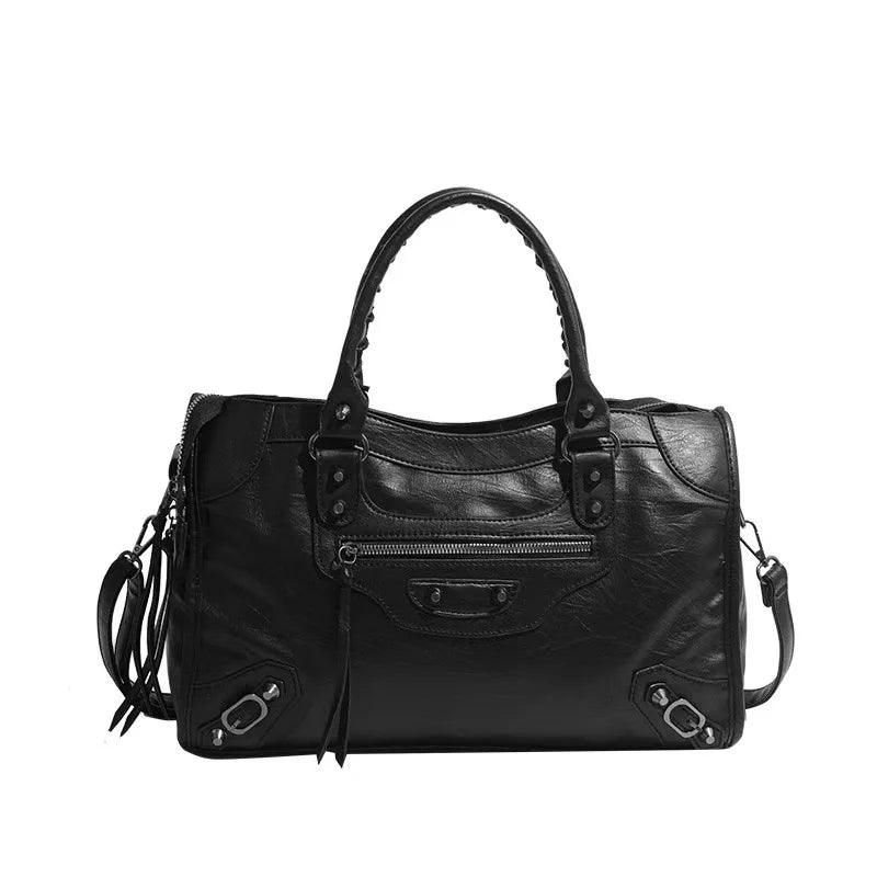 Trendige Motorrad-Tasche – Damen City Tote im Y2K-Stil | Schulter- & Umhängetasche aus Kunstleder