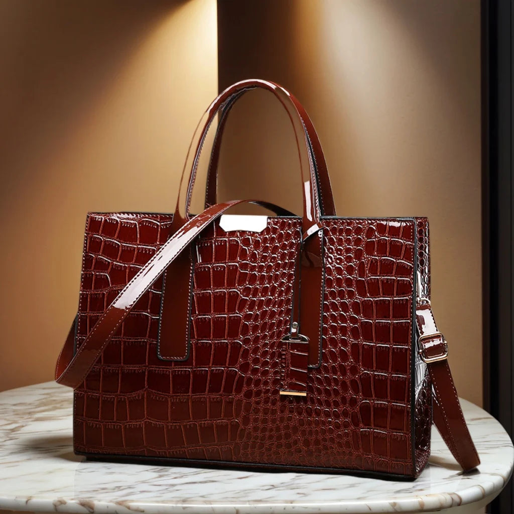 Luxuriöse Vintage Damen-Handtasche mit Krokodilmuster – Große Kapazität, Leder-Schultertasche für Business & Alltag