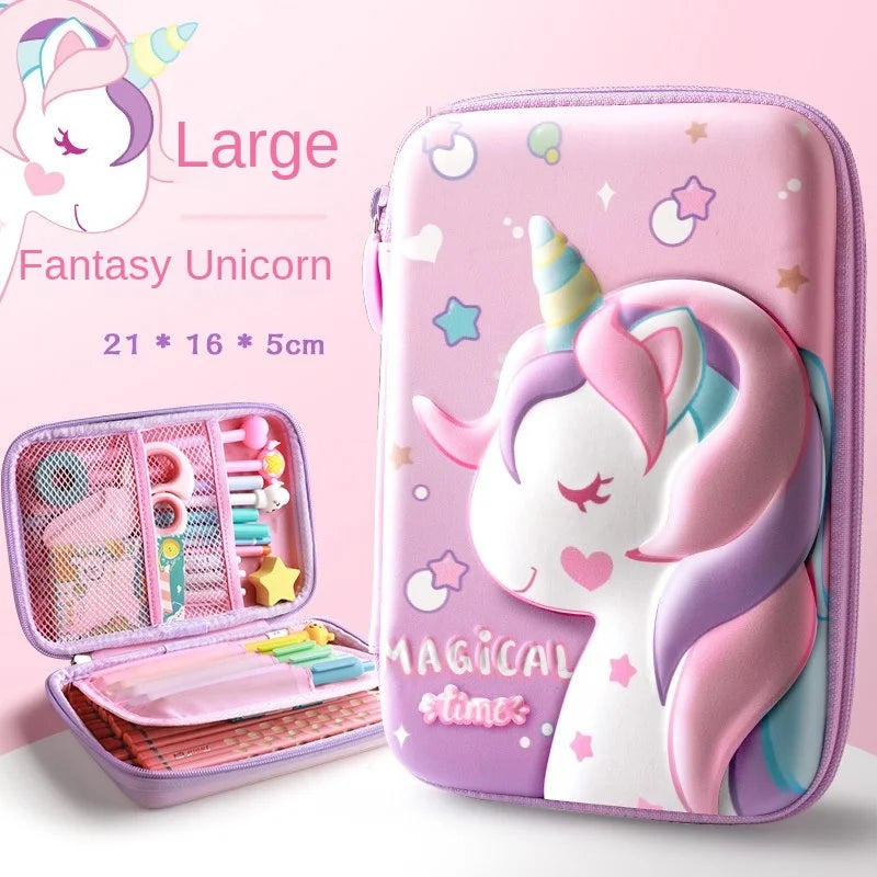 Süßes 3D-EVA-Federmäppchen im Einhorn-Design – Cartoon-Etui für Schreibwaren, Buntstifte und Stifte; ideal als Geschenk für Schülerinnen und für die Schulausstattung