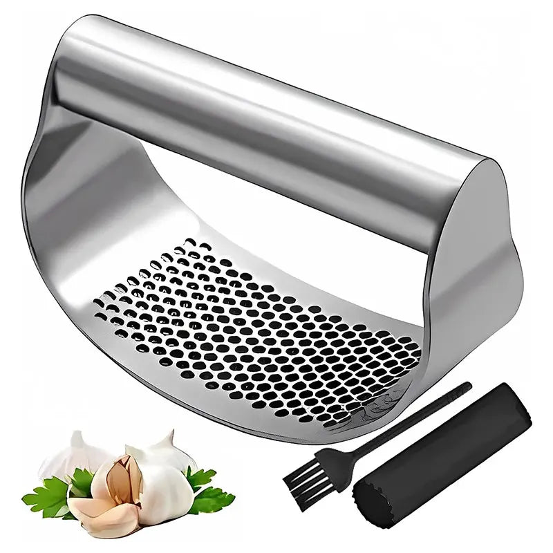 Profi-Knoblauchpresse aus Edelstahl – Manueller Knoblauch- & Ingwerzerkleinerer mit ergonomischem Griff