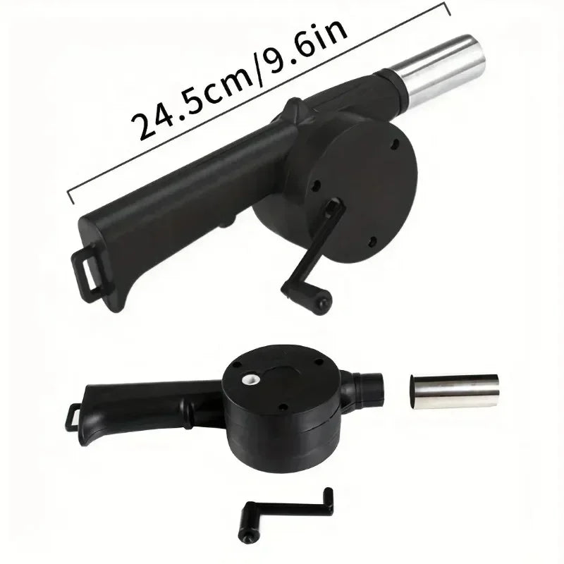 BBQ-Ventilator, Luftgebläse, Schnellanzünder, tragbar, manuell, Handkurbel, für Outdoor-Picknick, Camping, Grillen, Holzkohlegrills, Herd