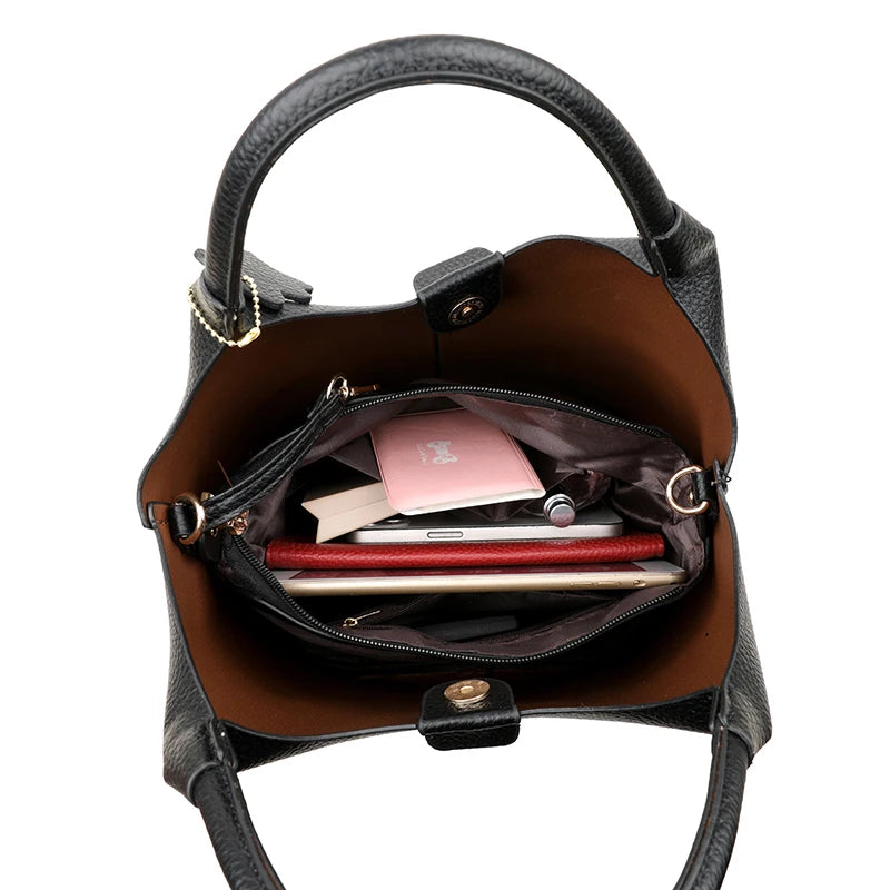 Trendige Damen-Handtasche aus weichem Kunstleder – Einfarbig, Große Kapazität, Schultertasche & Retro für Alltag und Shopping