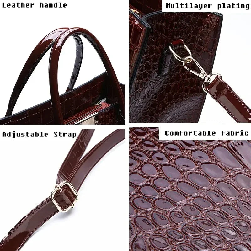 Luxuriöse Vintage Damen-Handtasche mit Krokodilmuster – Große Kapazität, Leder-Schultertasche für Business & Alltag