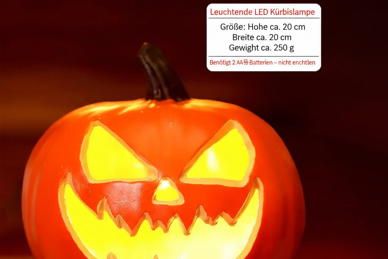 Halloween Kürbis Laterne – Leuchtende Deko für Innen & Außen, batteriebetrieben