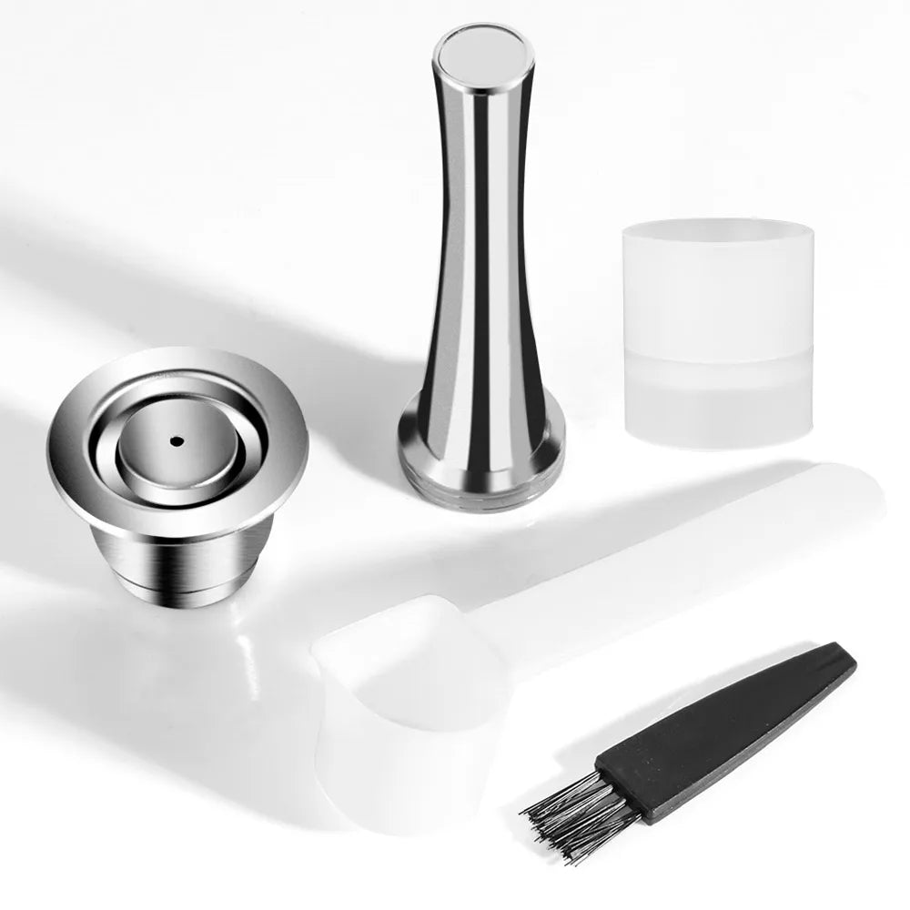 Wiederverwendbare Kaffeekapsel für Nespresso – Espresso Crema Cups aus Edelstahl, nachfüllbare Kaffeepods-Filter mit Tamper und Dosierring