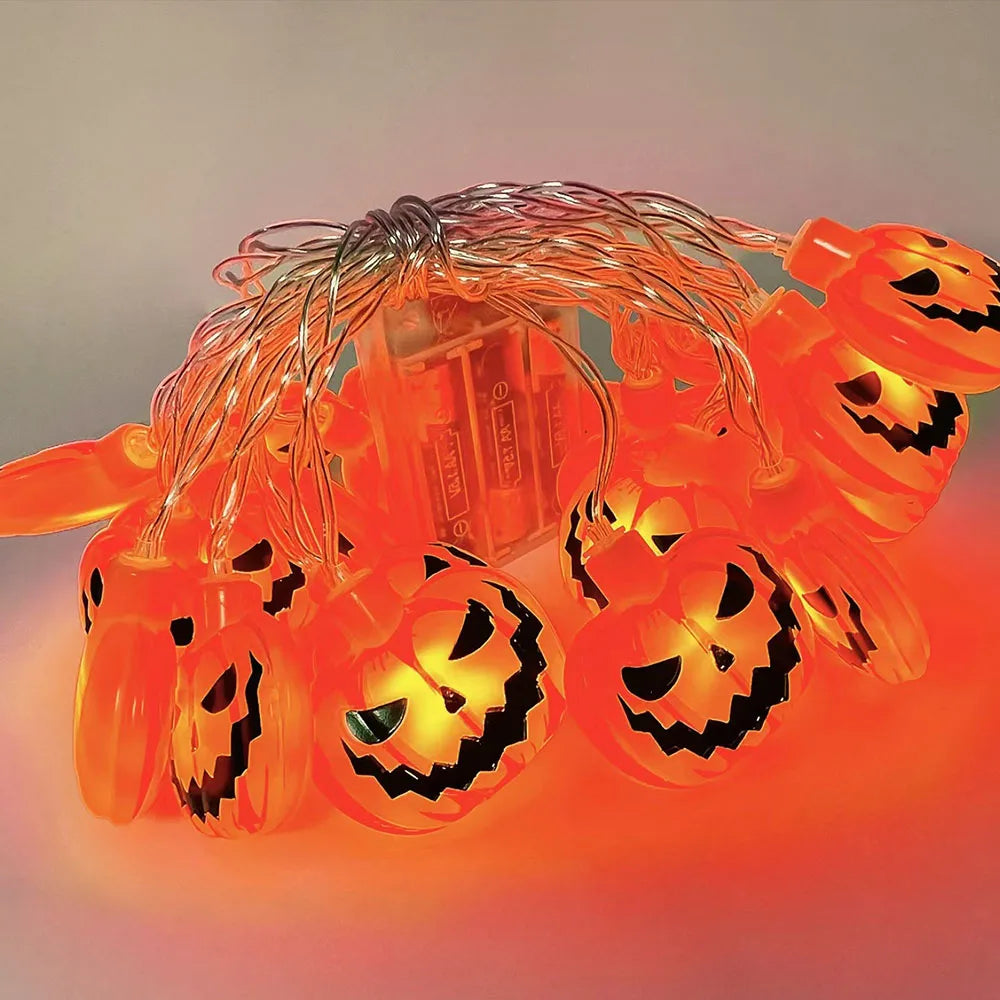 Halloween LED Lichterkette – Kürbis, Geist & Spinnennetz, Innen & Außen