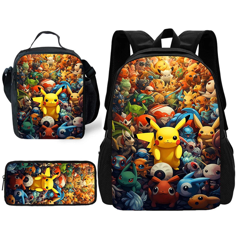 Niedlicher Potdemiel-Cartoon-Schulrucksack (Ball-Motiv) für Kinder – inklusive Lunchtasche und Federmäppchen – für Jungen und Mädchen – das perfekte Geschenk