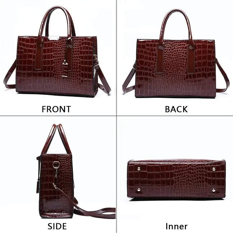 Luxuriöse Vintage Damen-Handtasche mit Krokodilmuster – Große Kapazität, Leder-Schultertasche für Business & Alltag